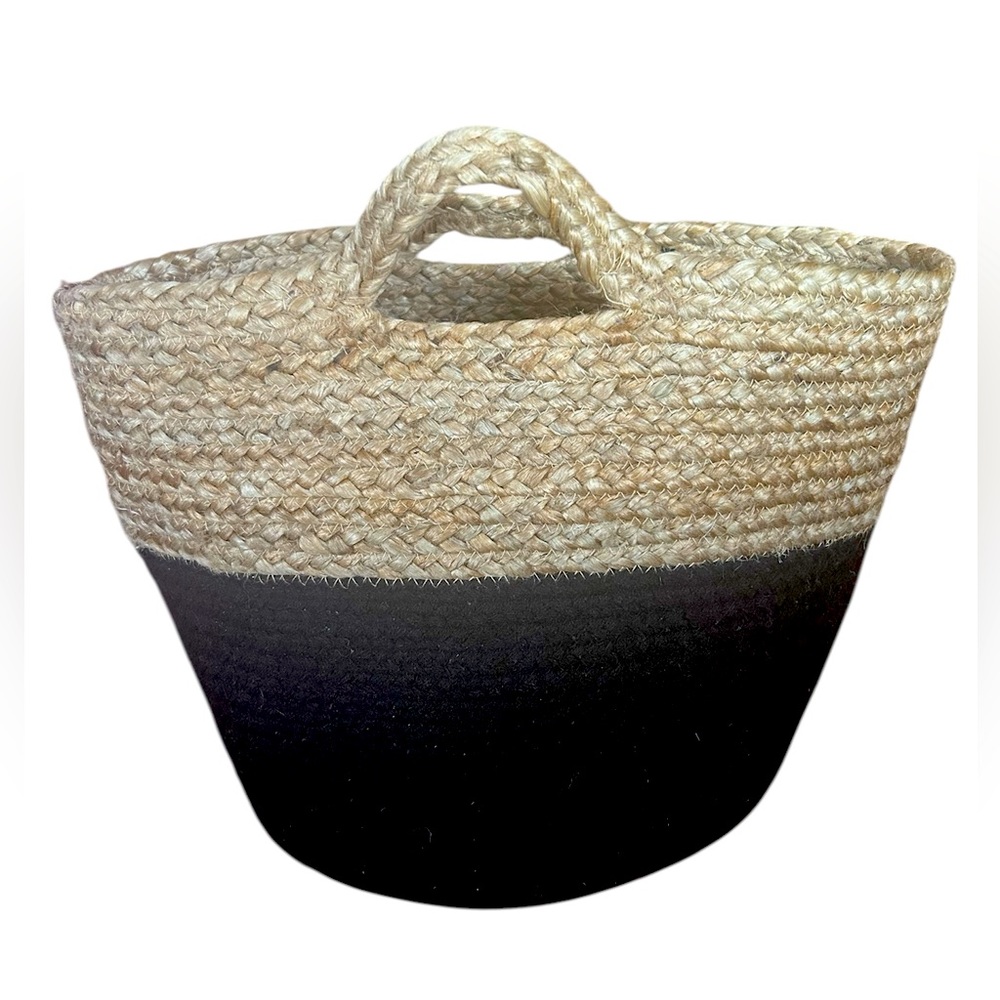 Jute Black & Natural Large Market Straw Tote
